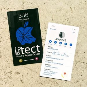 Black, blue and white business card on 16 pt cardstock