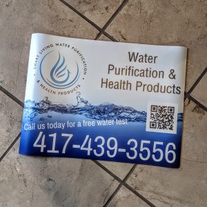 Vehicle magnet. QR code as well as phone number and logo of business