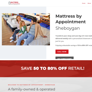 mattress by appointment sheboygan website screenshot feature image