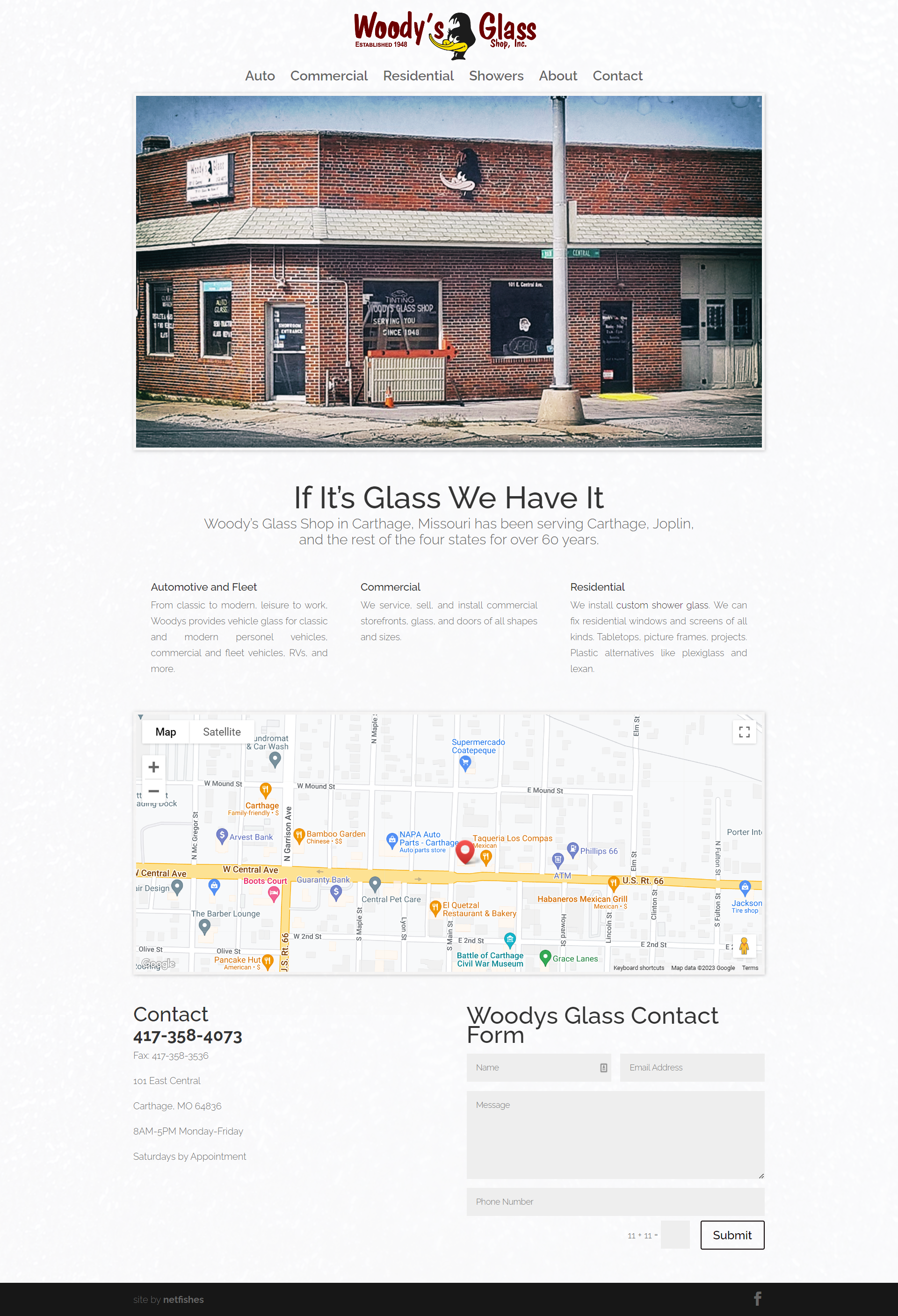 https://woodys.glass home page for Woody's Glass in Carthage, MO